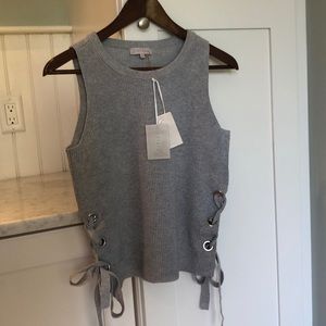 grey sweater sleeveless tank top with side ties